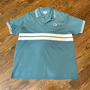 Lacoste Men's Classic Fit Badge Polo Shirt in Teal and White size XL